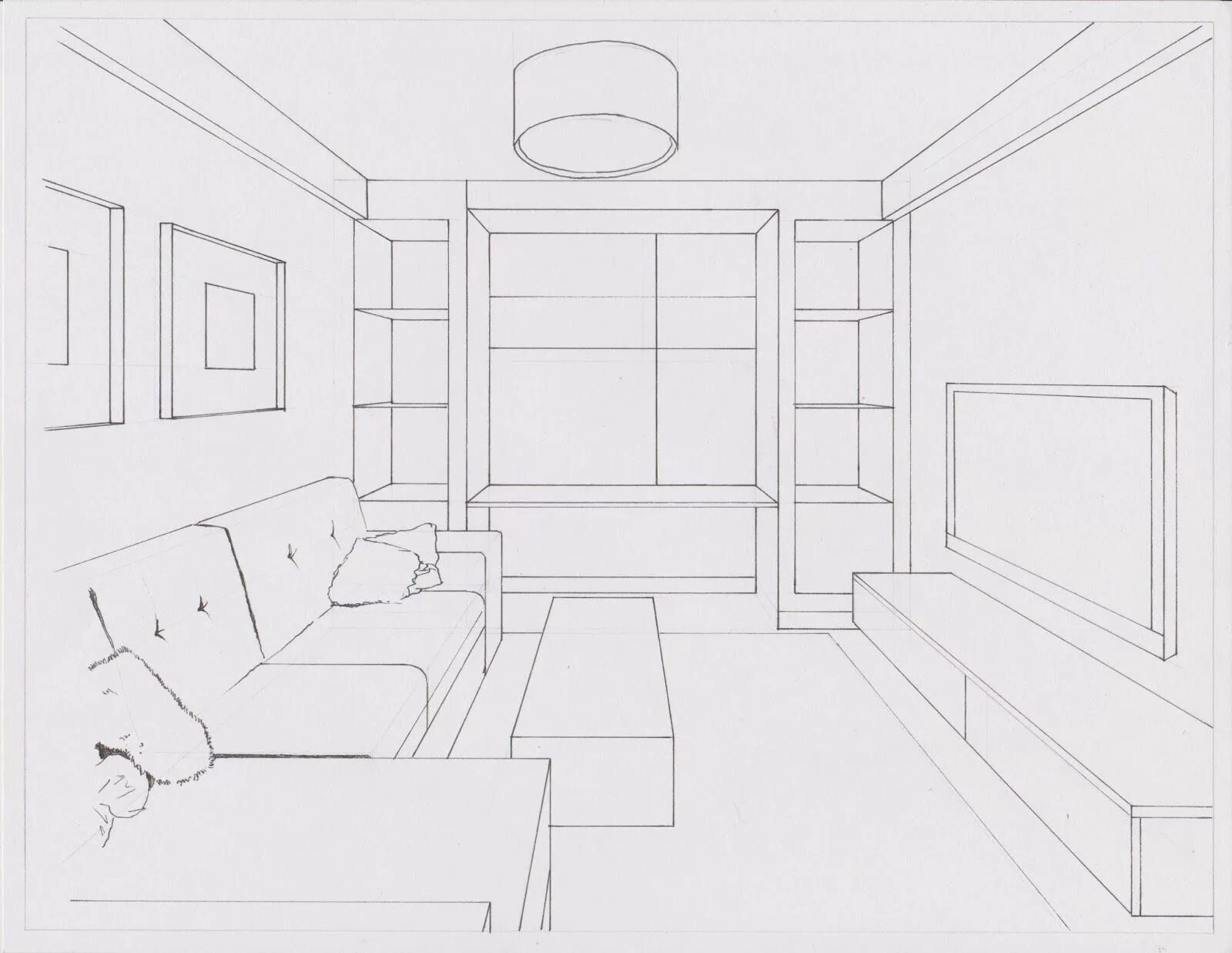 Проект дизайн интерьера комнаты 9 класс Imagen relacionada Interior design sketches, Interior sketch, Drawing interior