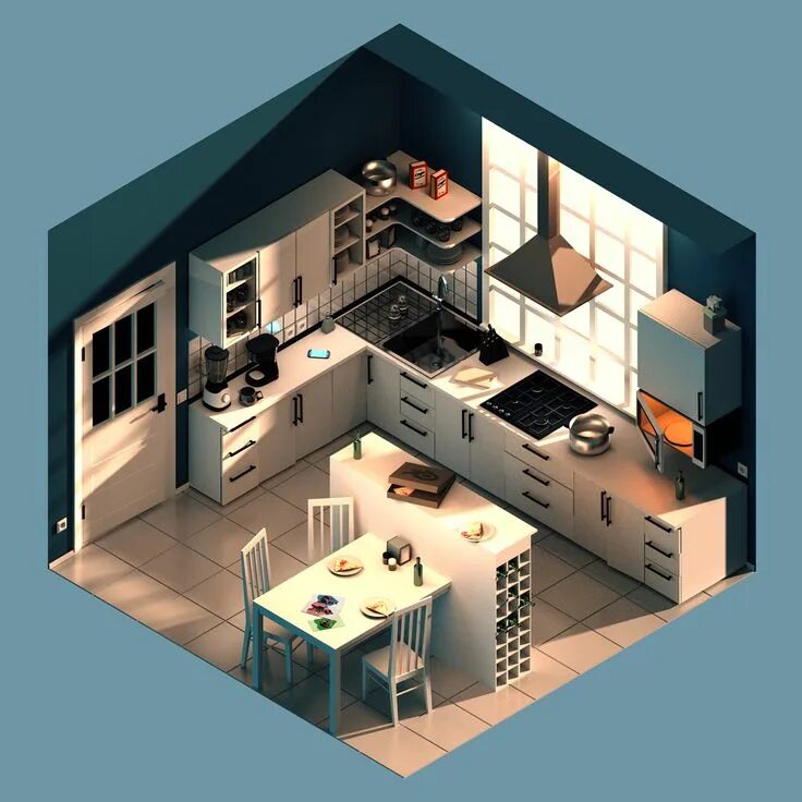 Проект дизайна интерьера онлайн бесплатно isometric kitchen on Behance Isometric design, Interior design art, Isometric ar