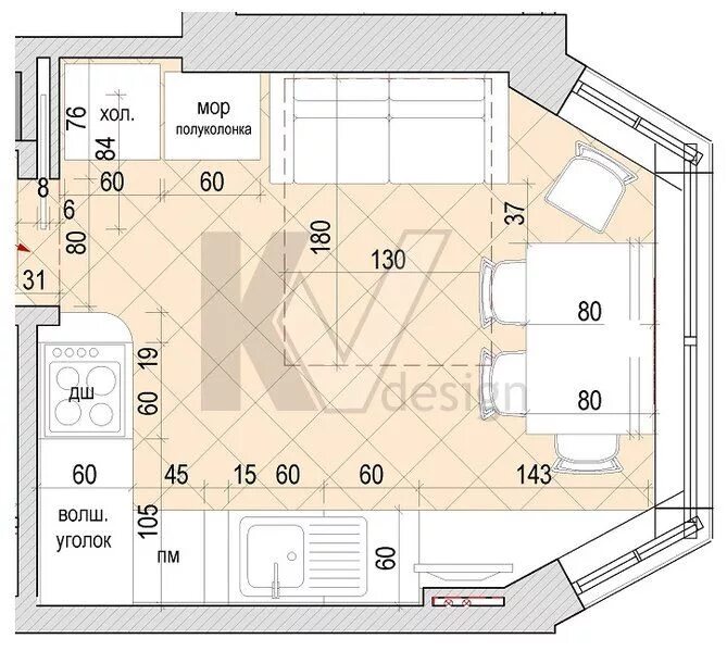 Дизайн проект 3х комнатной квартиры п44т - Дом Мебели.ру