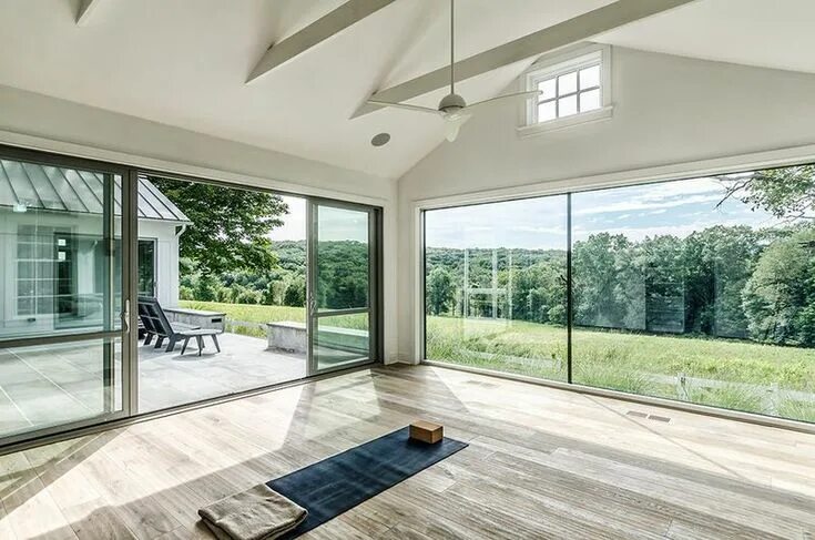 Проект дом дизайн окно Sunroom. A seldom-used sunroom could become the ultimate yoga retreat. A sunroom