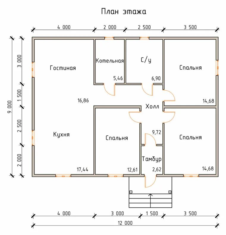 Проект дома 10 8 одноэтажный фото Проект дома 10 на 12 одноэтажный фото - DelaDom.ru