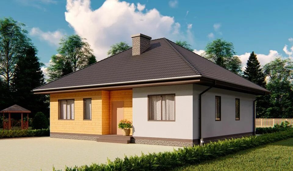 Проект дома 100 м2 фото одноэтажный Купить 4-комнатный дом в садовых участках Малиновка (Челябинская область) - пред