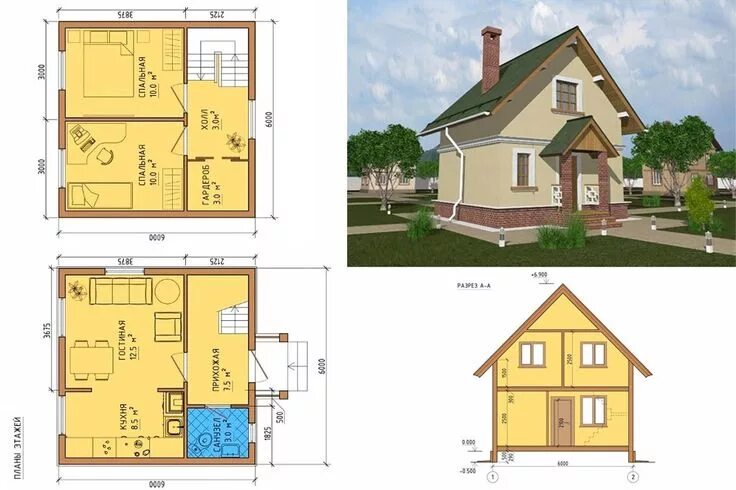 Проект дома 6 6 чертежи Pin by лучик on проект Floor plans, Doma, Sweet home