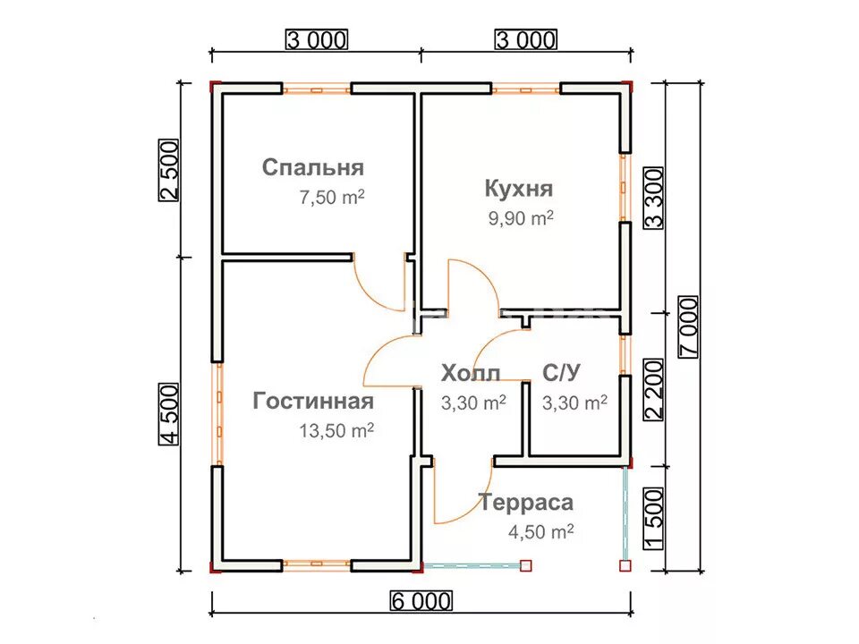 Проект дома 6 на 7 одноэтажный планировка Проекты Одноэтажных домов из бруса. Цены на одноэтажные дома