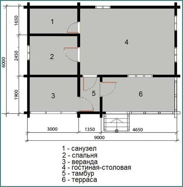 Проект дома 6х9 одноэтажный с отличной планировкой Проекты одноэтажного дома из бруса 6х9, с мансардой и без