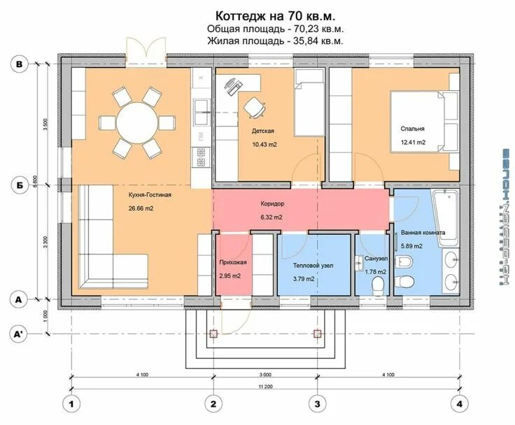 Проект дома 70 кв м фото Коттедж на 70 кв.м. в современном стиле, hq-design homify House layout plans, Sm