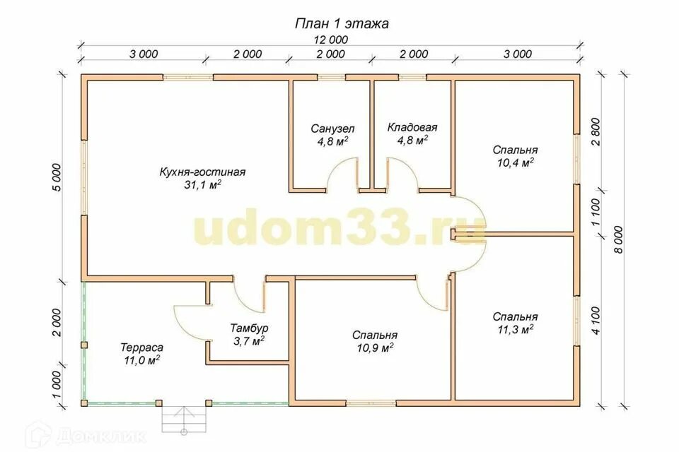 Проект дома 8х12 одноэтажный с отличной планировкой Купить Деревянную Дачу в полуострове Верхнем (Ярославль) - предложения о продаже