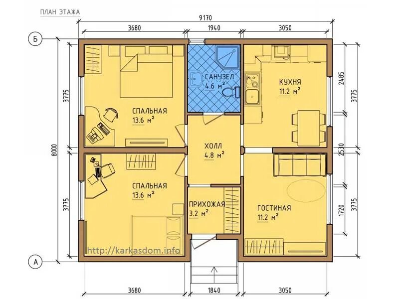 Проект дома 9 10 фото Каркас Строй Минск - Строительство каркасного дом 73 м2