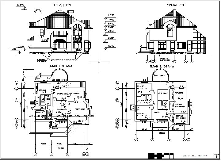 Проект дома чертеж автокад 2-х этажный коттедж - проект в AutoCAD (Автокад) скачать бесплатно