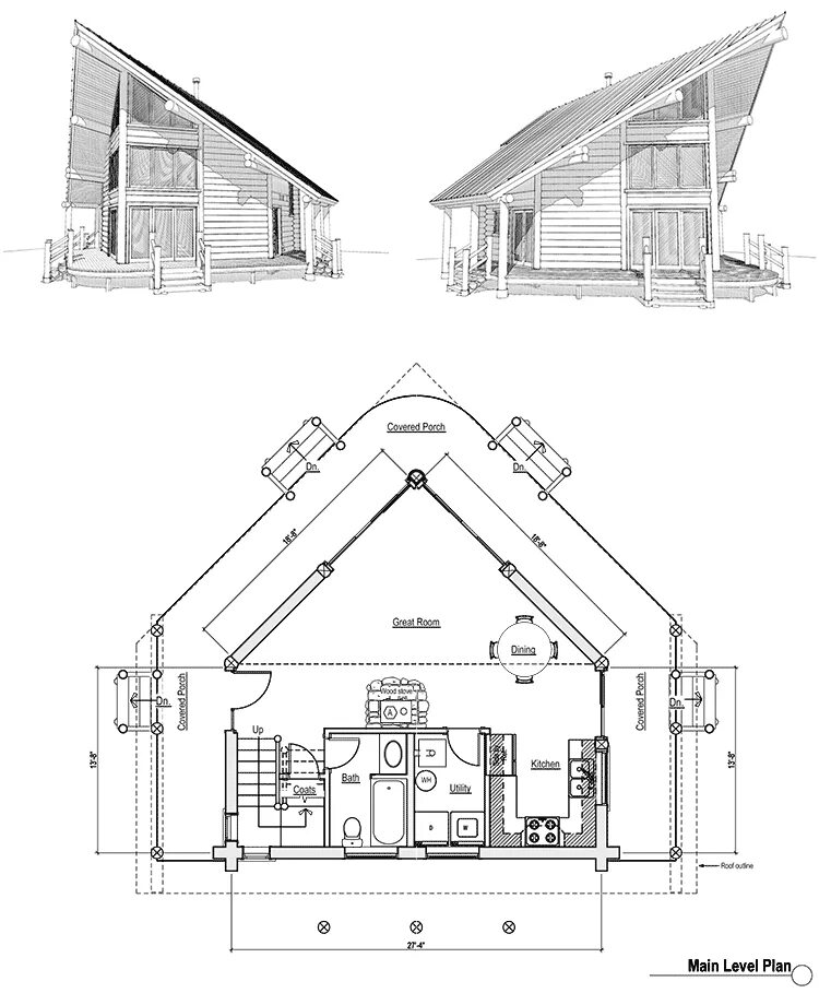 Проект дома frame с детальными чертежами Small House Plans Small Home Designs by Max Fulbright Cottage house plans, Cabin