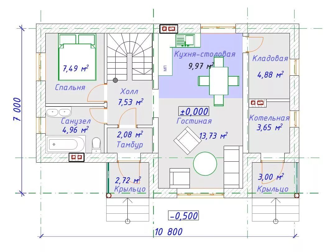 Проект дома из газобетона 10х10 фото Дома 10 на одноэтажный проект из газобетона фото - DelaDom.ru