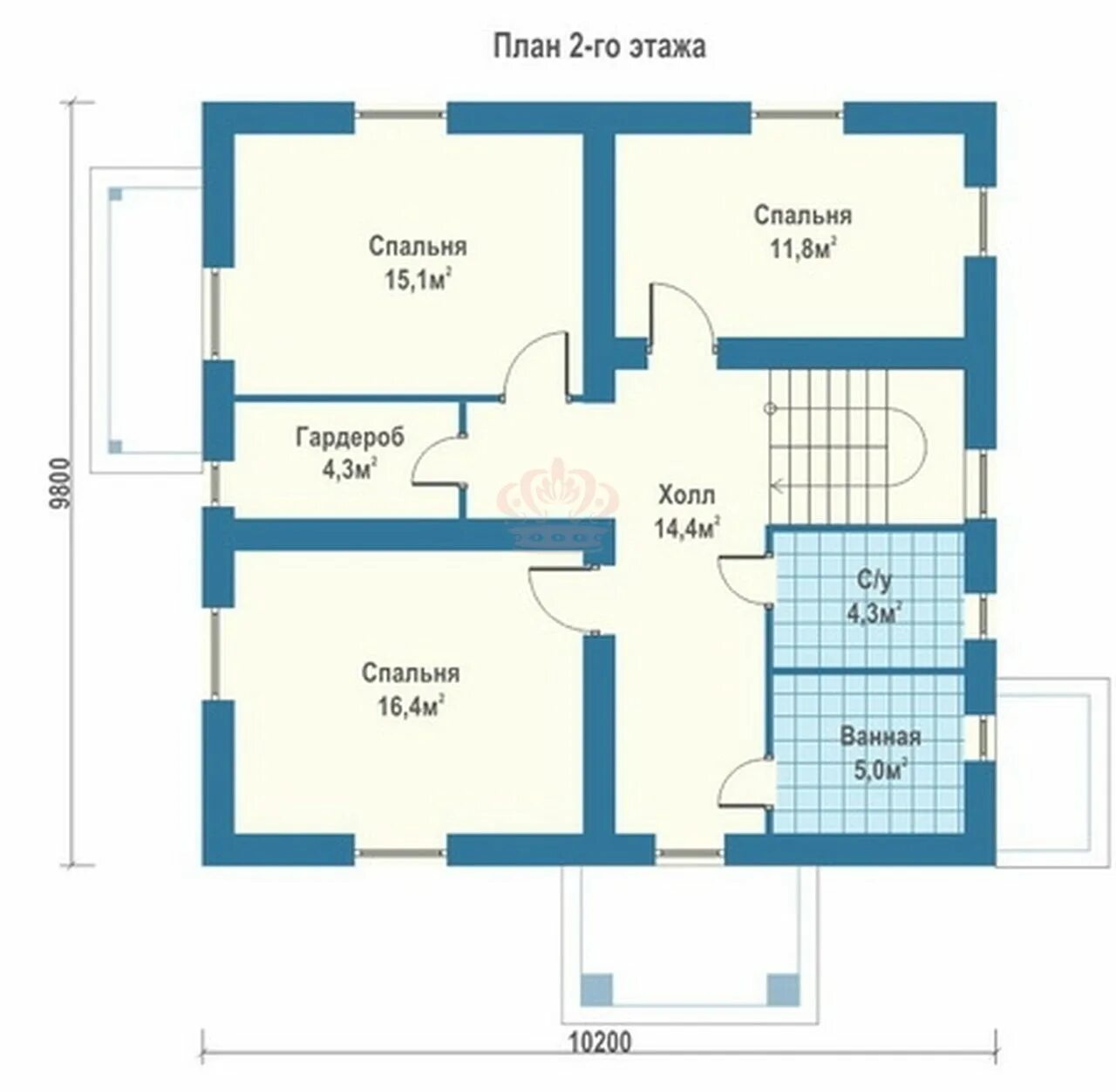 Проект дома из газобетона 10х10 фото Проект дома из керамических блоков 11х12 П-82-673 - строительство "под ключ"