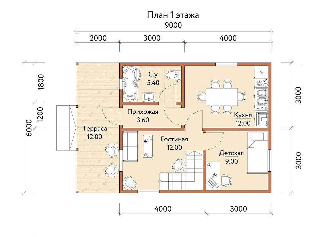 Проект дома планировка 6 9 одноэтажный Проект дома с расчетами и размерами одноэтажных домов HeatProf.ru