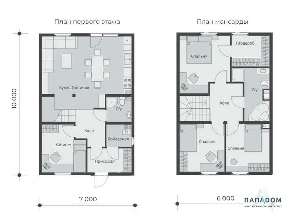 Проект дома с отличной планировкой фото Небольшой двухэтажный дом для большой семьи PD-323