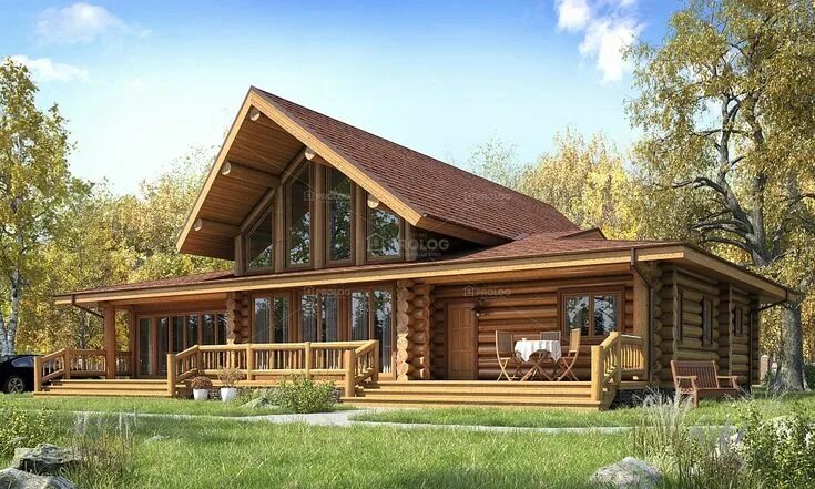 Проект домов из бревна фото Бревенчатый дом для большой семьи. Eco house, House, House design