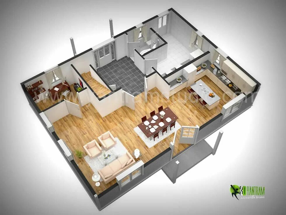 Проект домов внутри фото планировка 3d floor plan rendering homify Interior paint colors, Interior color schemes, Fl