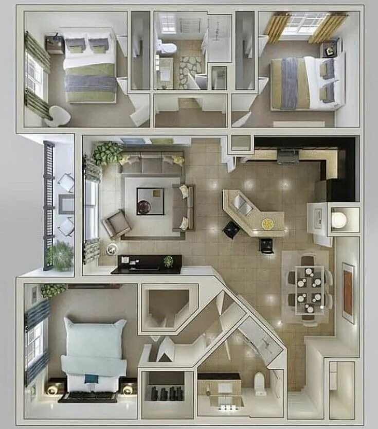 Проект домов внутри фото планировка 40 Awesome 3D House Floor Plan Design Ideas - Engineering Discoveries Diseño de 