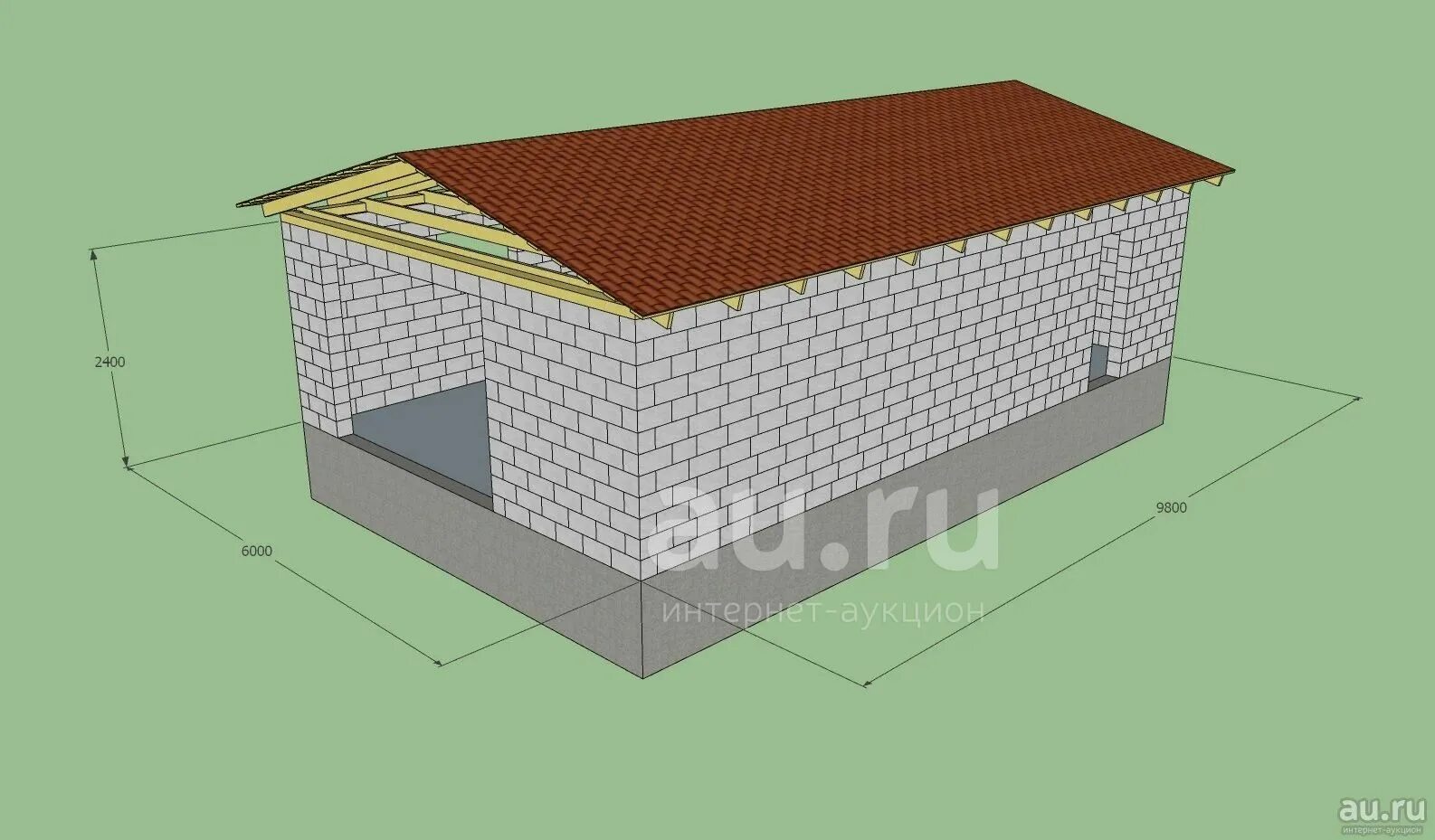 Проект гаража из блока фото Гараж из блоков ПЩС 20*20*40 6х9,8 - продать в Красноярске. Гаражи, склады, анга