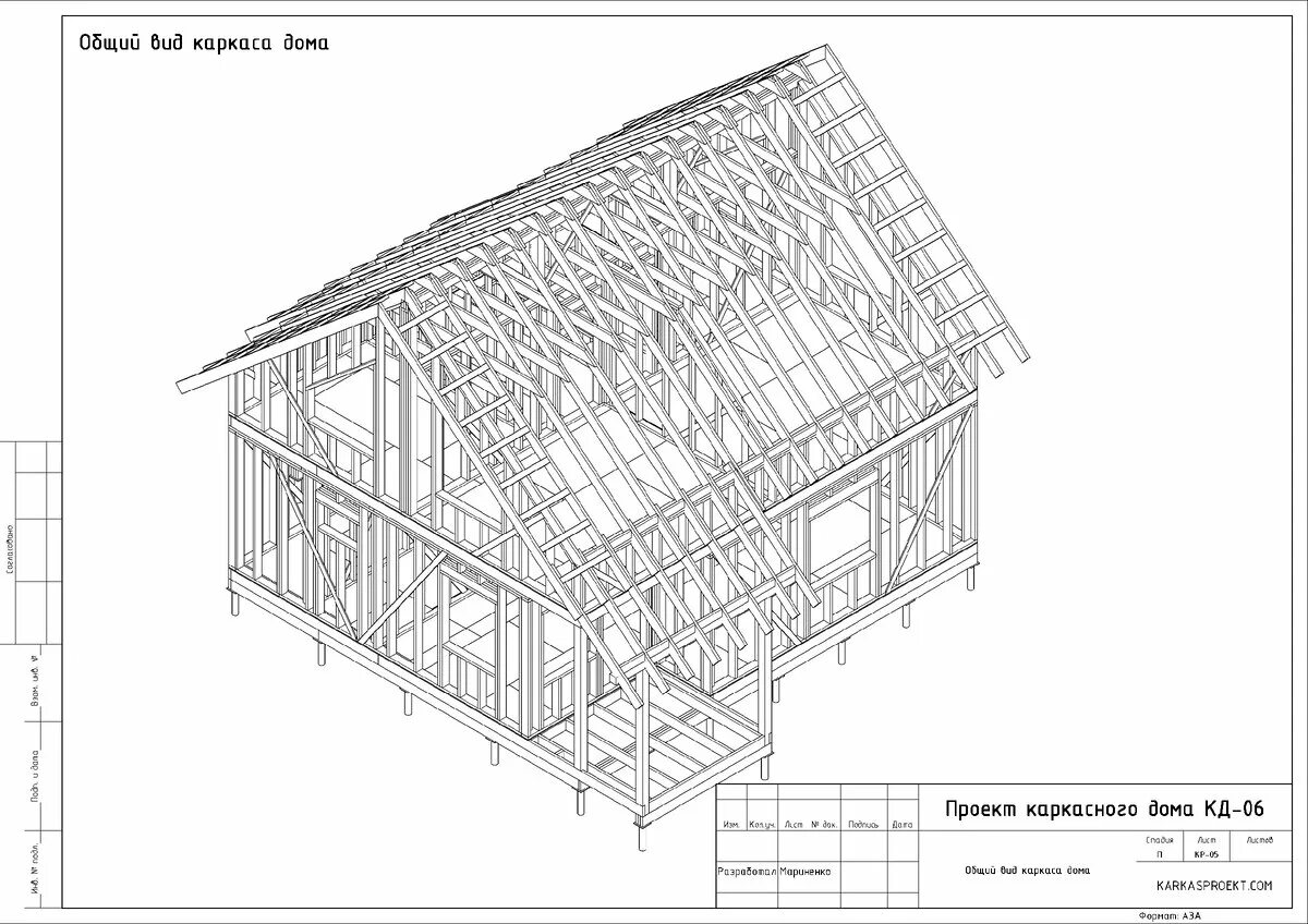 Проект каркасного дома 3х4 с чертежами Каркасный дом 8х9 с масардой, для сборки своими руками. Проект КД-06 KARKASPROEK