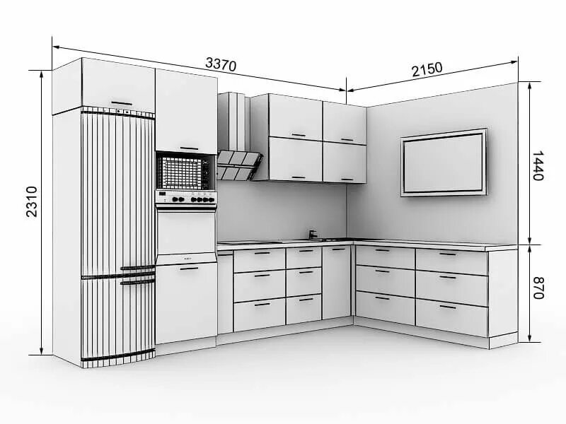 Проект кухни с размерами угловой фото Useful Kitchen Dimensions And Layout - Engineering Discoveries Kitchen layout pl