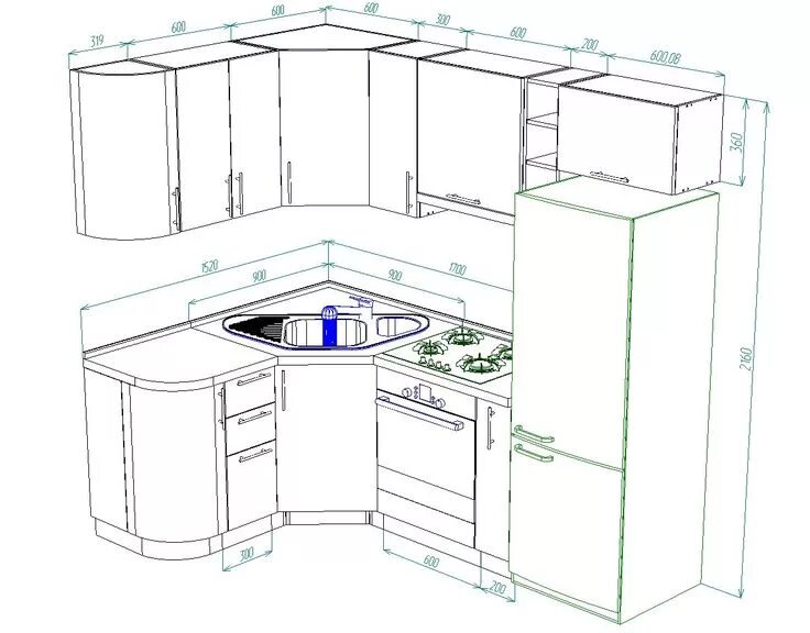 Проект кухни с размерами угловой фото Wall posts Ремонт небольшой кухни, Дизайн кухонного шкафа, Дизайн небольшой кухн