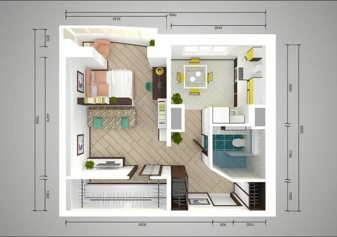 Проект квартиры фото П44т однушка: планировка и дизайн однокомнатной квартиры с размерами, фото интер