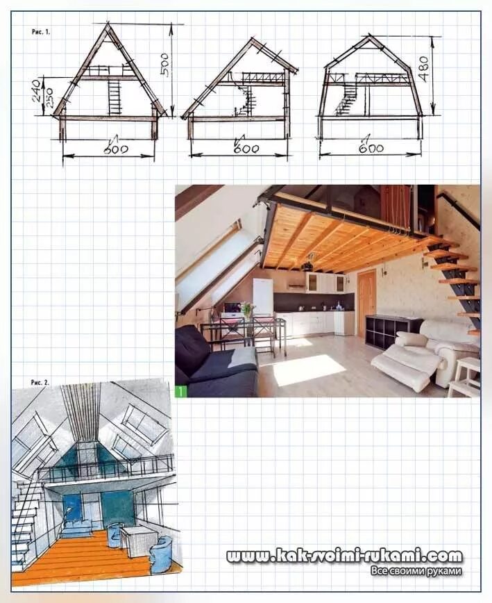 Проект мансарда дома чертеж Two-tiered attic with your own hands - blueprints With Your Hands - How To Make 