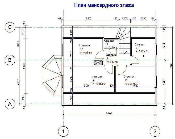 Проект мансарда дома чертеж План мансардных