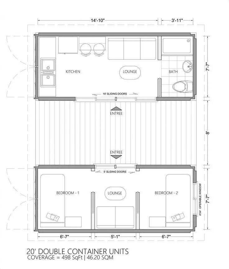 Проект модульного дома 6 на 5 чертеж Floor Plans - Dwell Containers Container house plans, Container house, Building 