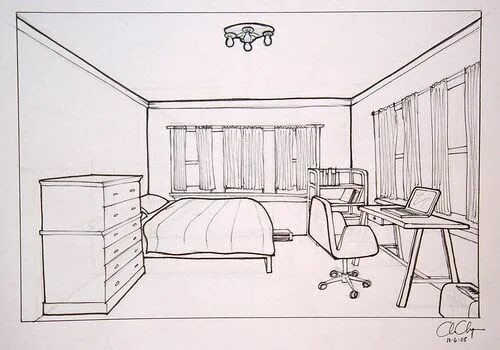 Проект на тему интерьер комнаты Sketchbook Assignments - Ms. Brent Perspective room, One point perspective room,