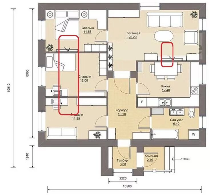 Проект дома C-109 (2/6) Проект одноэтажного дома в европейском стиле от Houses10