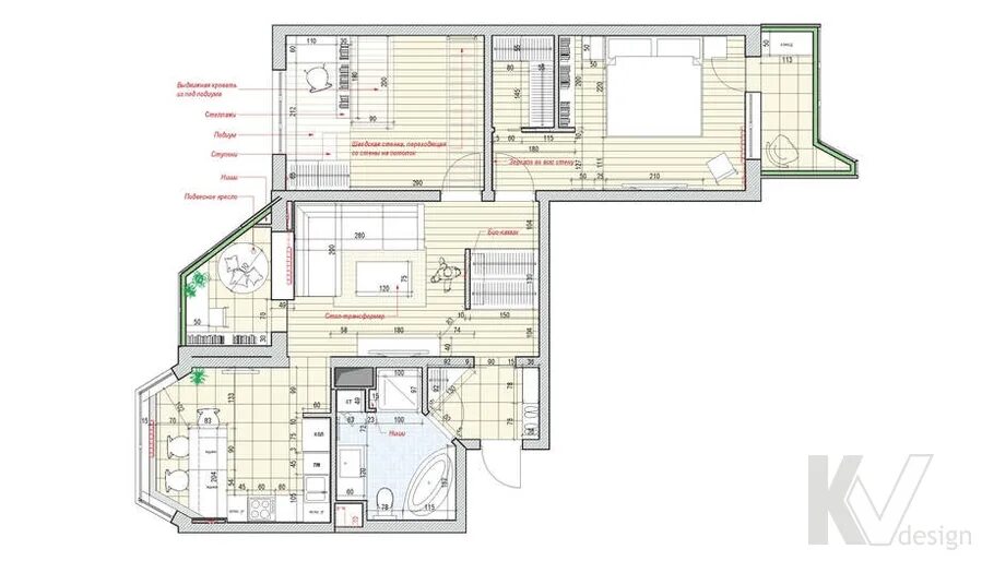 Проект п 44 фото Дизайн проект 3х комнатной квартиры п44т - Дом Мебели.ру