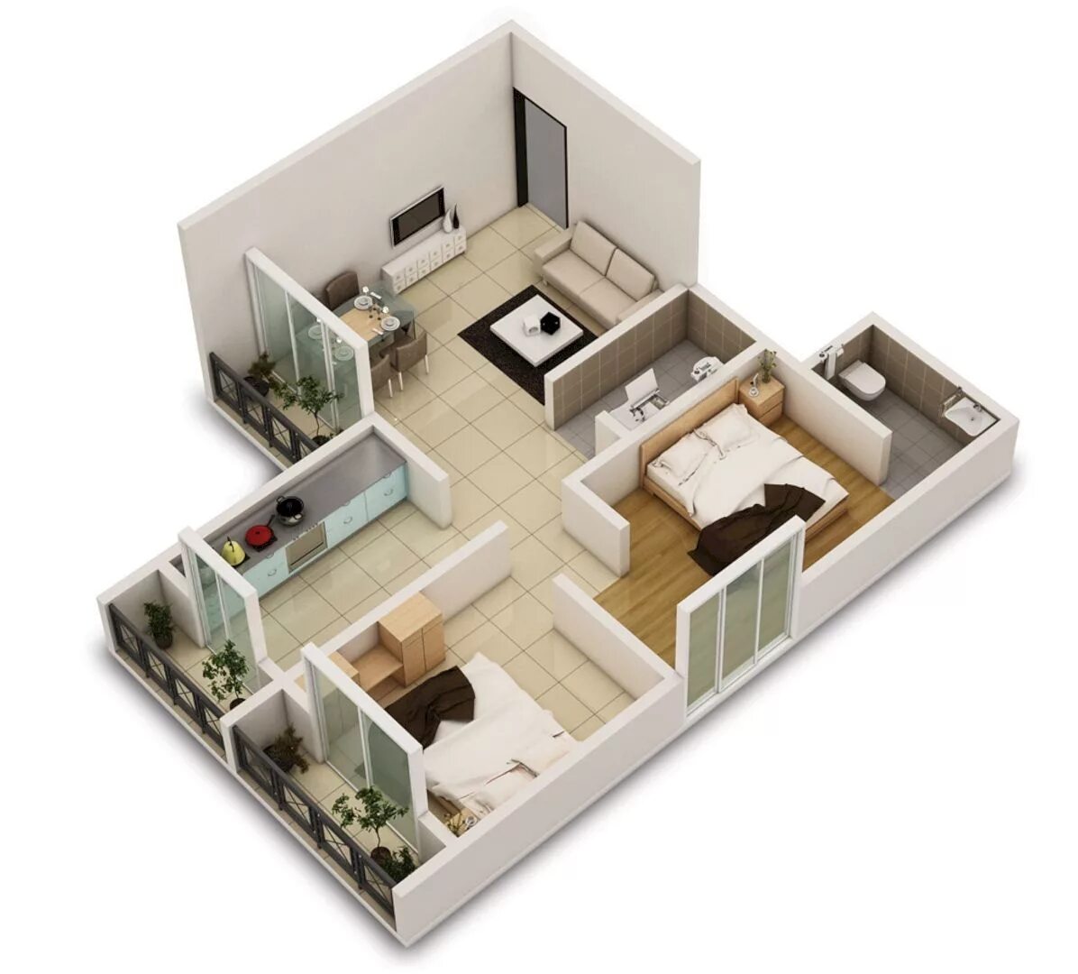 Проект планировки 2 комнатной квартиры Why Do We Need 3D House Plan before Starting the Project? Apartment floor plans,