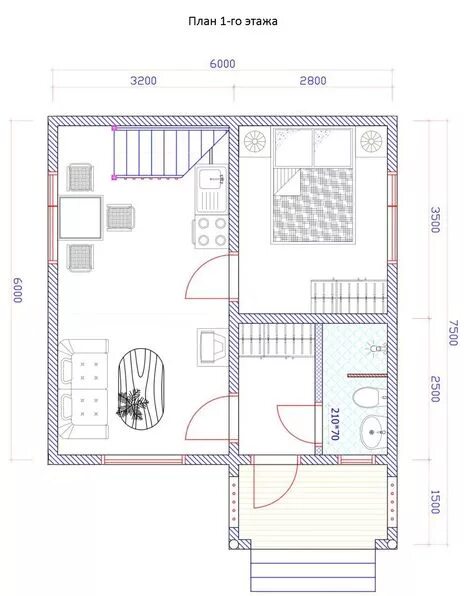 Планировка двухэтажного дома 6 на 6 м: особенности организации пространства План