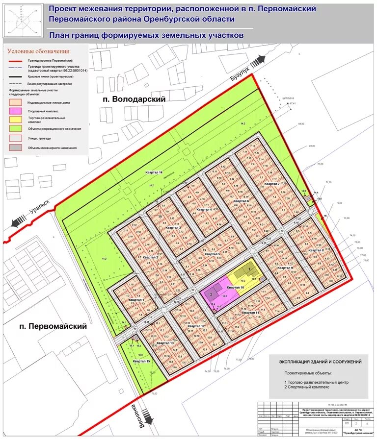 Проект планировки межевания территории земельного участка Администрация муниципального образования Первомайский сельсовет Первомайского ра