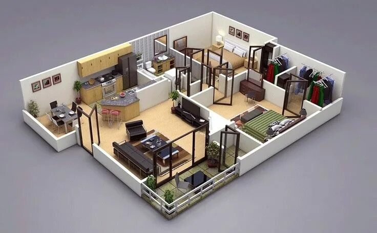 Проект ремонта интерьера Apartment floor plans, House floor plans, 3d house plans