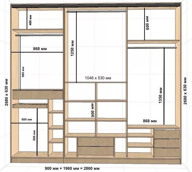 Проект шкафа в спальню фото Чертеж шкафа-купе Closet design, Wardrobe design bedroom, Closet layout