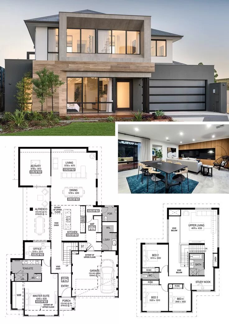 Проект современного дома чертеж Two Storey Floorplan The Odyssey by National Homes Beautiful house plans, Modern