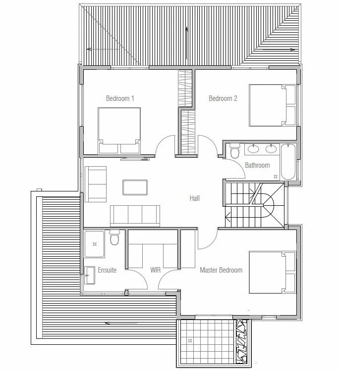 Проект современного дома чертеж Modern House CH111 - 2F/195M/3B. Great house plan for big family Small modern ho