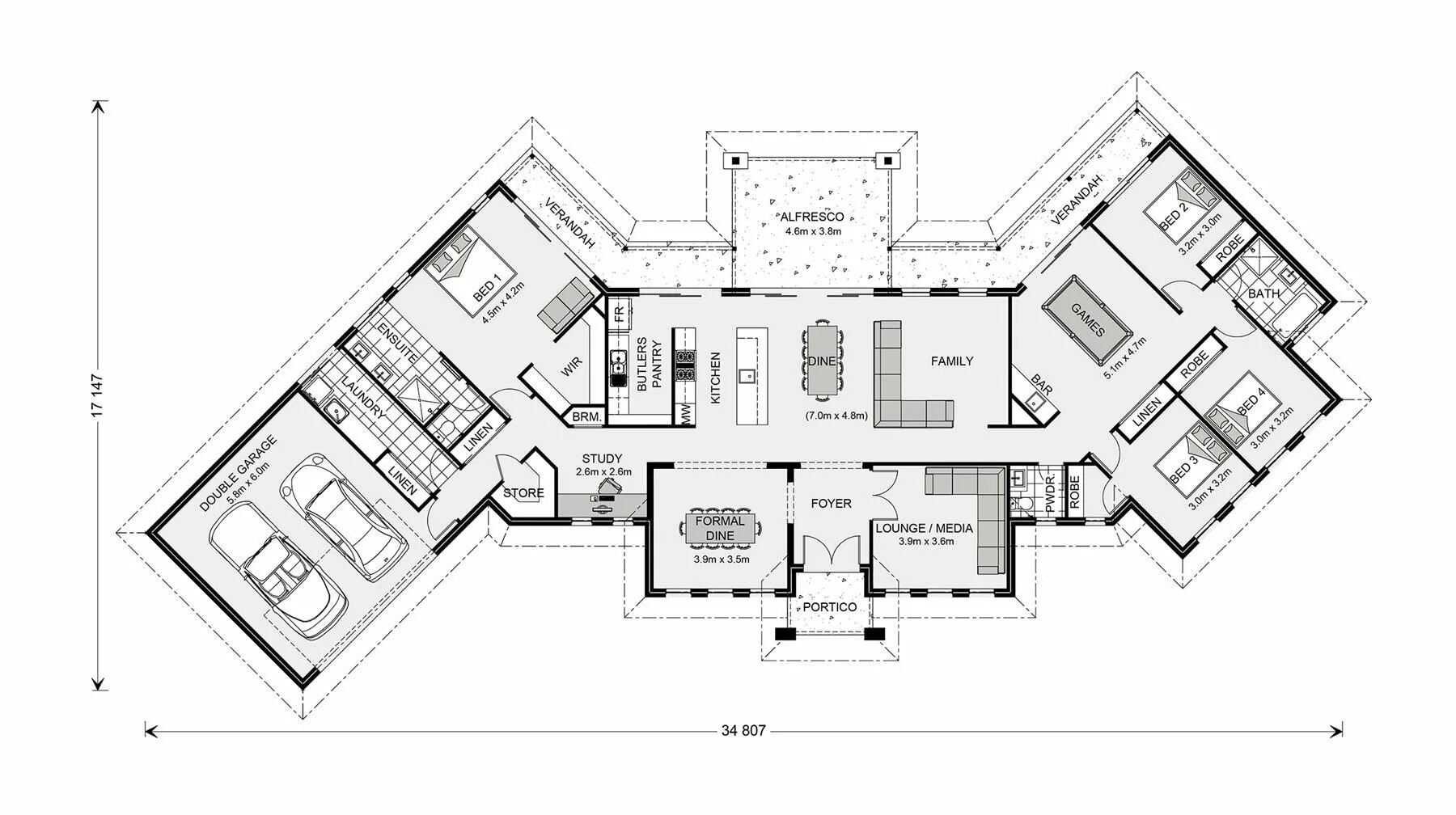 Проект современного дома чертеж Floor Plan House design, Modern house floor plans, Floor plans