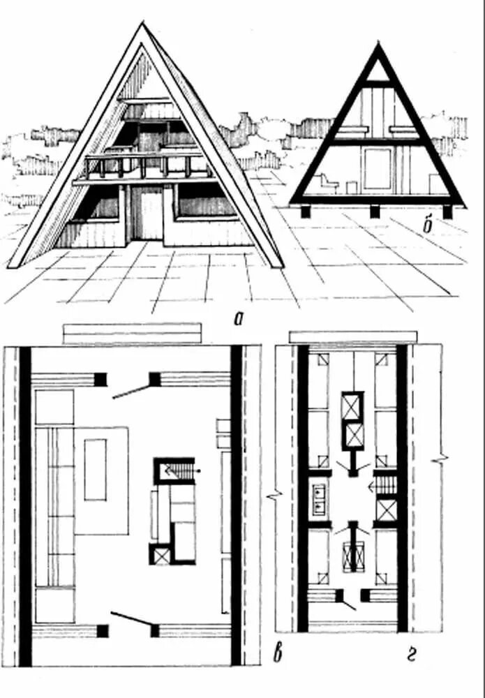 Проект треугольного дома со стеклянным фасадом чертеж Pin di E su Maquetas Case modulari, Bungalow, Case di design