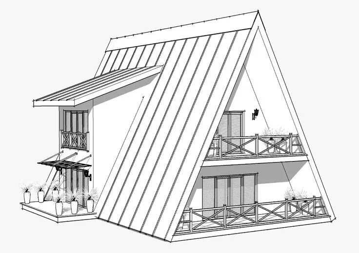 Проект треугольного дома со стеклянным фасадом чертеж Pin de A-Frame em a-frame house Planta de cabana, Construção de casas, Chalés pe