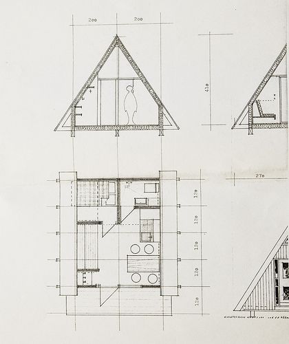 Проект треугольного дома со стеклянным фасадом чертеж Hringholl I & II A frame house, Triangle house, Wooden house plans