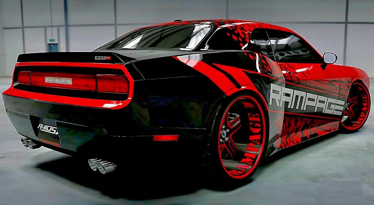 Проект тюнинг машины Red and Black Sports Car in Garage