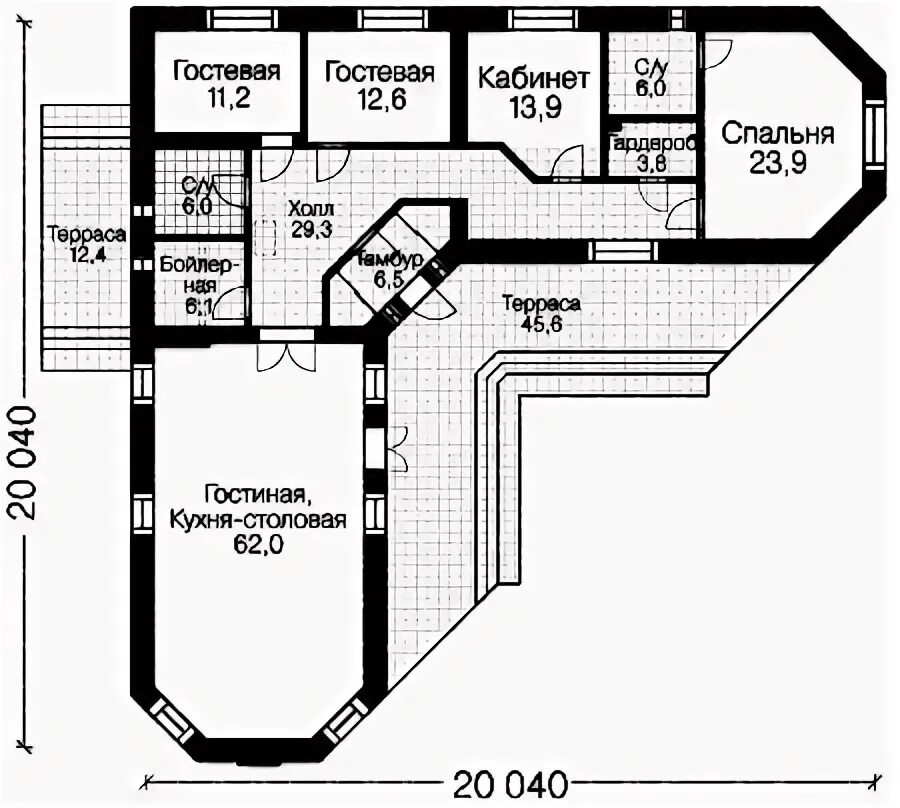 Проект угловых домов фото Одноэтажные г образные дома проекты фото - DelaDom.ru