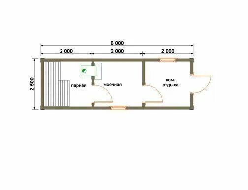 Проект узкой бани фото Готовая каркасная баня 2 на 6 метра