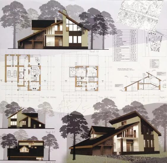 Проект загородного дома чертеж Индивидуальный жилой дом. Примеры подачи 2015г. Архитектурные макеты, Архитектур