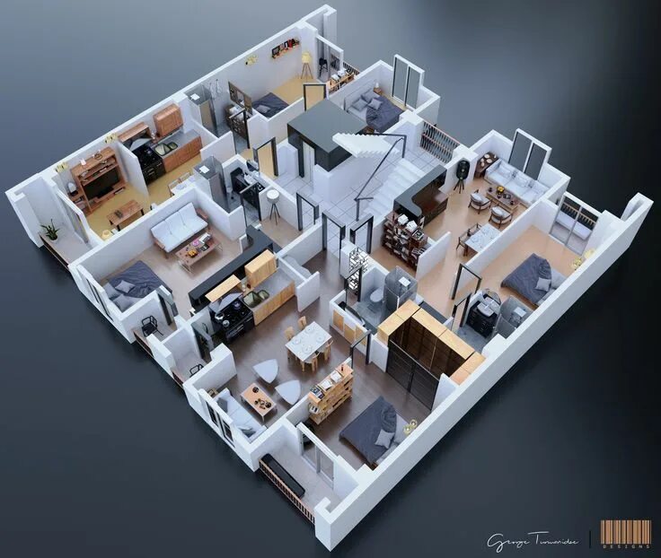 Проектирование дизайна интерьера 3d Model house plan, House layout plans, Home design plans