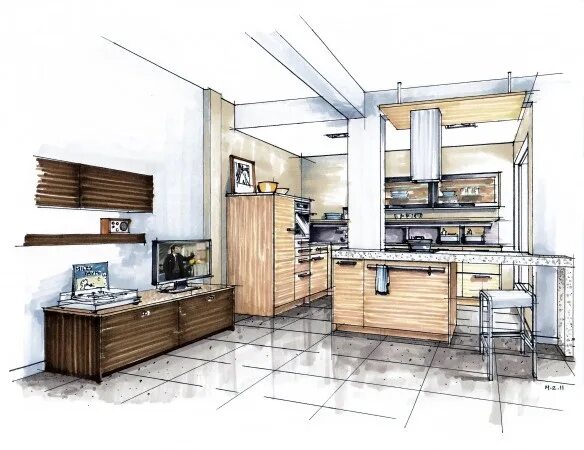 Проектирование мебели и интерьера Mick Ricereto Interior + Product Design Interior design sketches, Interior desig