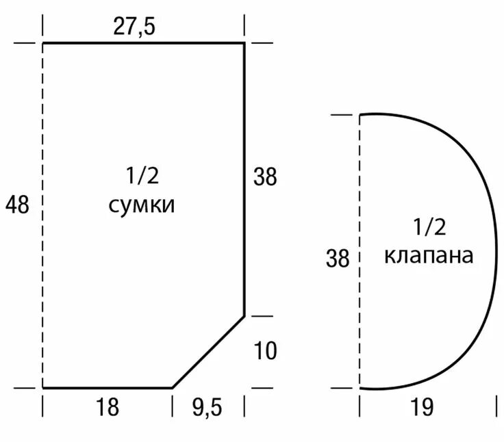 Проектная сумка для вязания выкройка Сумка с карманом - схема вязания крючком. Вяжем Сумки на Verena.ru